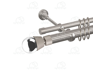 Карниз для штор двухрядный «Жемчужина» D25Р/16Р сатин/хром