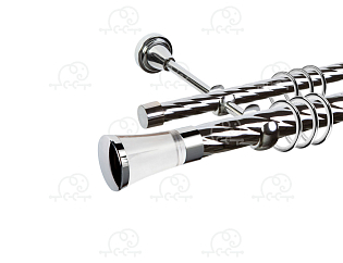 Карниз для штор двухрядный «Люксор Стекло» D25К/16К хром