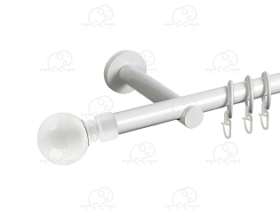Карниз для штор однорядный «Шар большой» D19Г белый