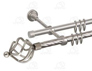 Карниз для штор двухрядный «Булава» D16К/16Г сатин