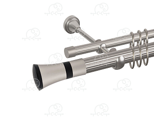 Карниз для штор двухрядный «Люксор» D25Р/16Р сатин/чёрный