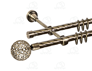 Карниз для штор двухрядный «Метеор» D16К/16К антик