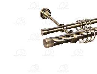 Карниз для штор двухрядный «Заглушка закругленная» D25К/16Г антик