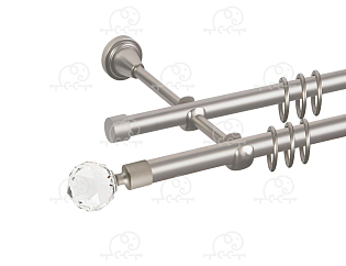Карниз для штор двухрядный «Кристалл» Ø16Г/16Г сатин