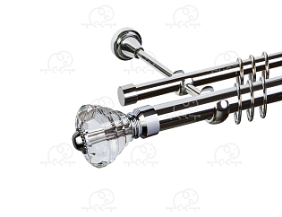 Карниз для штор двухрядный «Кастилия» D25Г/16Г хром