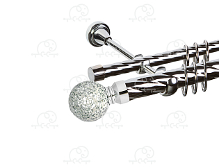 Карниз для штор двухрядный «Мираж» D25К/16К хром