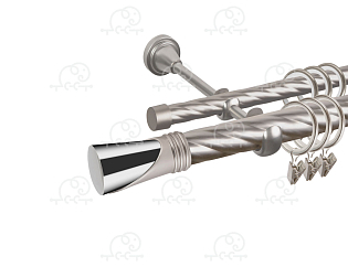 Карниз для штор двухрядный «Вега» D25К/16К сатин/хром