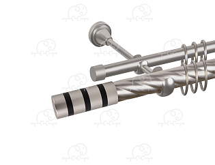 Карниз для штор двухрядный «Тристан» D25К/16Г сатин/чёрный