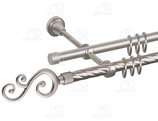 Карниз для штор двухрядный «Лоза» D16К/16Г сатин