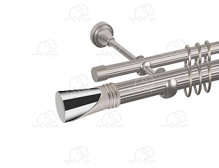 Карниз для штор двухрядный «Вега» D25Р/16Р сатин/хром