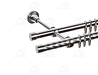 Карниз для штор двухрядный «Заглушка плоская» D16К/16Г хром