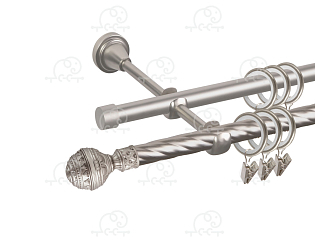 Карниз для штор двухрядный «Ампир» D16К/16Г сатин