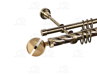 Карниз для штор двухрядный «Сатурн» D25К/16Г антик