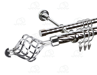 Карниз для штор двухрядный «Ажур» D25К/16К хром