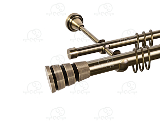 Карниз для штор двухрядный «Пегас» D25Г/16Г антик/чёрный