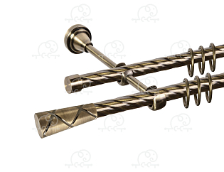 Карниз для штор двухрядный «Трапеция» Ø16К/16К антик