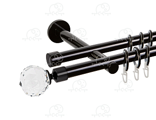 Карниз для штор двухрядный «Кристалл» D19Г/19Г чёрный