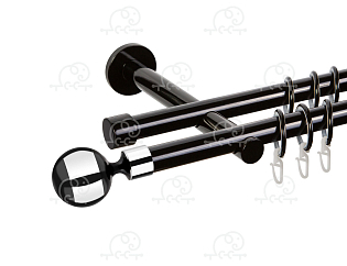 Карниз для штор двухрядный «Шар» D19Г/19Г чёрный