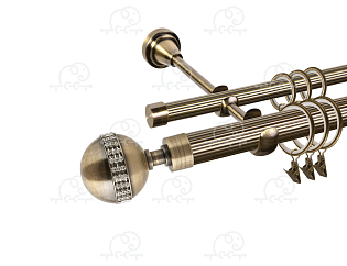 Карниз для штор двухрядный «Авея» D25Р/16Р антик