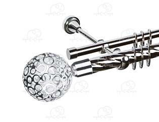 Карниз для штор двухрядный «Метеор» D25К/16Г хром