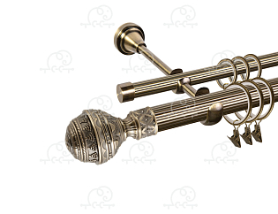 Карниз для штор двухрядный «Ампир» D25Р/16Р антик