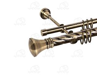 Карниз для штор двухрядный «Колокол» D25К/16Г антик