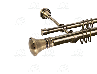Карниз для штор двухрядный «Колокол» D25Г/16Г антик