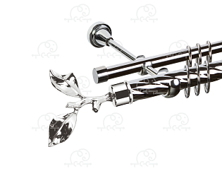 Карниз для штор двухрядный «Лист розы» D25К/16Г хром