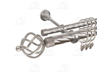Карниз для штор двухрядный «Булава» D25К/16К сатин