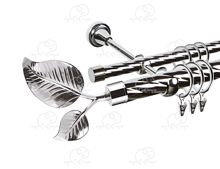 Карниз для штор двухрядный «Лист большой» D25К/16К хром