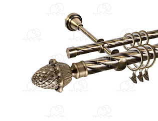 Карниз для штор двухрядный «Магнолия» Ø25К/16К антик