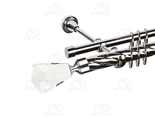 Карниз для штор двухрядный «Кристалл» D25К/16Г хром