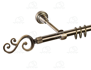 Карниз для штор однорядный «Лоза» D16Г антик
