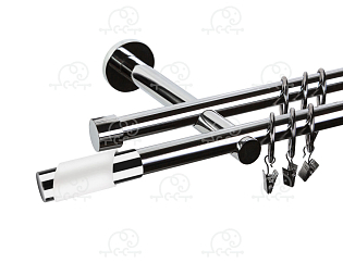 Карниз для штор двухрядный «Париж» D19Г/19Г хром/белый