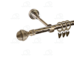 Карниз для штор однорядный «Ампир» D16К антик