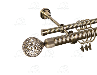 Карниз для штор двухрядный «Метеор» D25Р/16Р антик