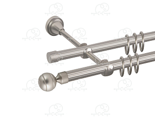 Карниз для штор двухрядный «Шар рифленый» D16Р/16Р сатин