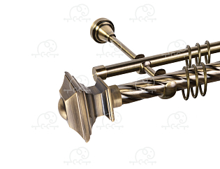 Карниз для штор двухрядный «Верди» D25К/16Г антик