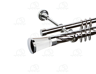 Карниз для штор двухрядный «Люксор Стекло» D25К/16Г хром