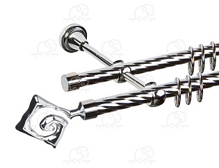 Карниз для штор двухрядный «Лабиринт» D16К/16К хром