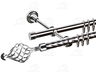 Карниз для штор двухрядный «Ажур» D16К/16Г хром