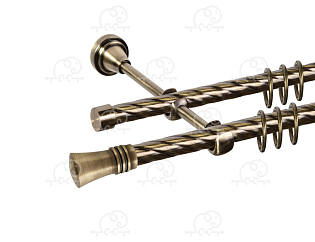 Карниз для штор двухрядный «Арига» D16К/16К антик