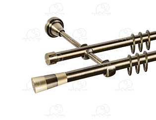 Карниз для штор двухрядный «Конус 3-х цвет.» D16Г/16Г антик/золото