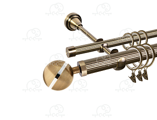 Карниз для штор двухрядный «Сатурн» D25Р/16Р антик