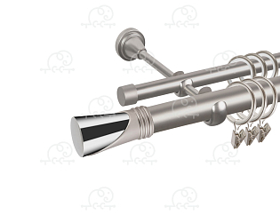 Карниз для штор двухрядный «Вега» D25Г/16Г сатин/хром