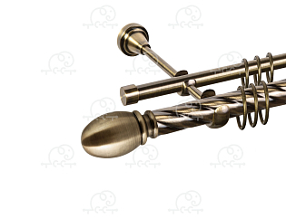 Карниз для штор двухрядный «Белуно» D25К/16Г антик