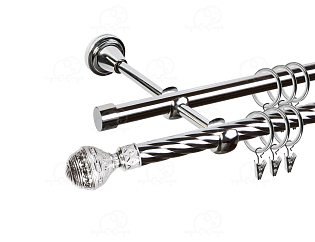 Карниз для штор двухрядный «Ампир» D16К/16Г хром