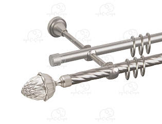 Карниз для штор двухрядный «Шишка» D16К/16Г сатин