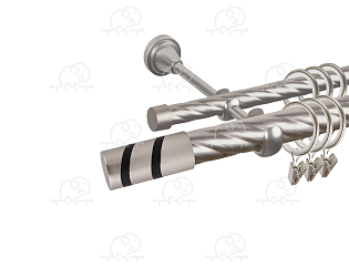 Карниз для штор двухрядный «Изольда» D25К/16К сатин/чёрный