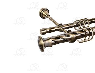 Карниз для штор двухрядный «Пьемонт» D25К/16К антик